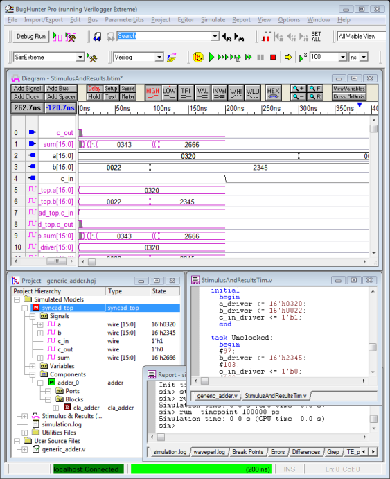 Verilog simulator screen shot