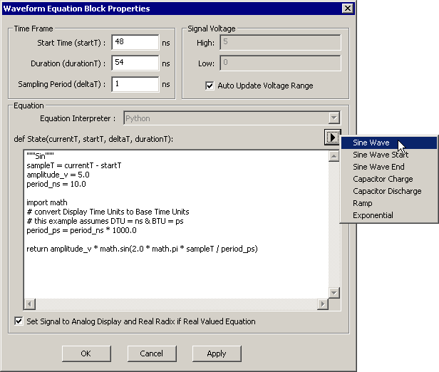 Waveform Block Equation Definition