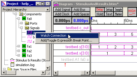 VeriLogger Extreme GUI makes it easy to watch simulation signals